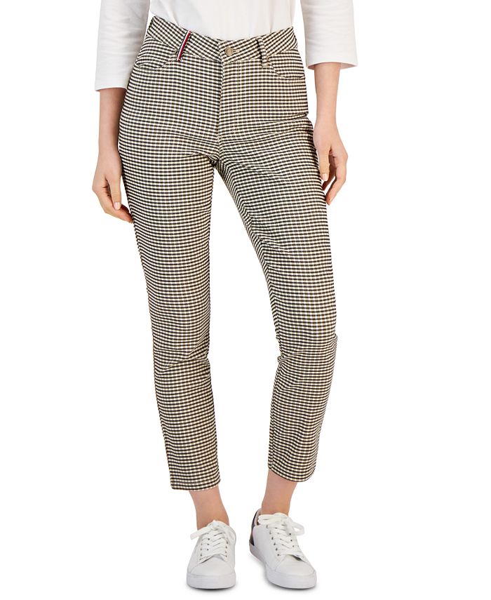 Women's Tribeca Skinny-Ankle Check Pants Tommy Hilfiger Women's Tribeca Skinny-Ankle Check Pants -CeCe cloth-shop