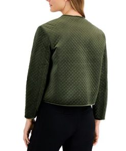Anne Klein Women's Quilted Snap-Front Velvet Jacket -CeCe cloth-shop 22412775 fpx