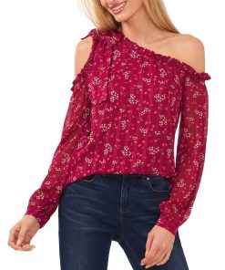 CeCe Women's Printed Cold-Shoulder Bow Blouse