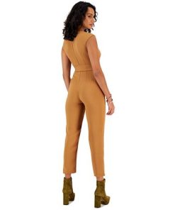 Alternative view of Bar III Women's V-Neck Tie-Waist Jumpsuit, Created For Macy's