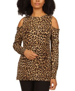 Michael Kors Women's Cheetah-Print Cold-Shoulder Top