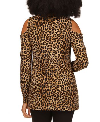 Michael Kors Women's Cheetah-Print Cold-Shoulder Top 2 Michael Kors Women's Cheetah-Print Cold-Shoulder Top - Image 2