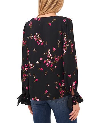 Women's Long Sleeve V-Neck Tie-Sleeve Blouse CeCe Women's Long Sleeve V-Neck Tie-Sleeve Blouse -CeCe cloth-shop