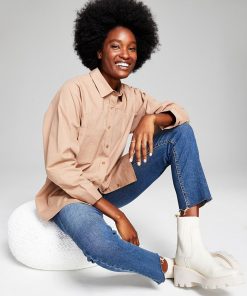 And Now This Women's Long-Sleeve Cotton Button Down Shirt