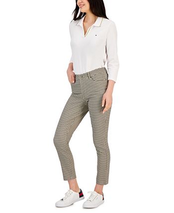 Women's Tribeca Skinny-Ankle Check Pants Tommy Hilfiger Women's Tribeca Skinny-Ankle Check Pants -CeCe cloth-shop