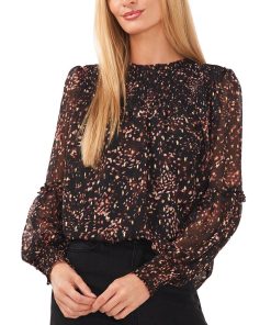 CeCe Women's Smocked Yoke Blouse