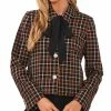 CeCe Women's Tie-Neck Long Sleeve Button-Up Jacket