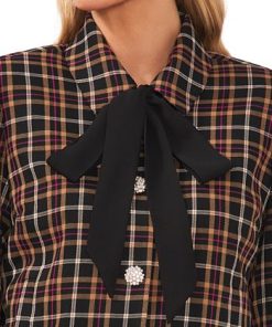 CeCe Women's Tie-Neck Long Sleeve Button-Up Jacket -CeCe cloth-shop 22476806 fpx