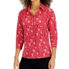 Charter Club Women's Delicate Petals Printed Polo, Created For Macy's