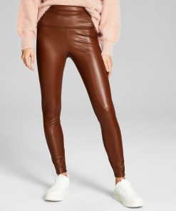 And Now This Women's Faux Leather High Rise Pull-On Leggings