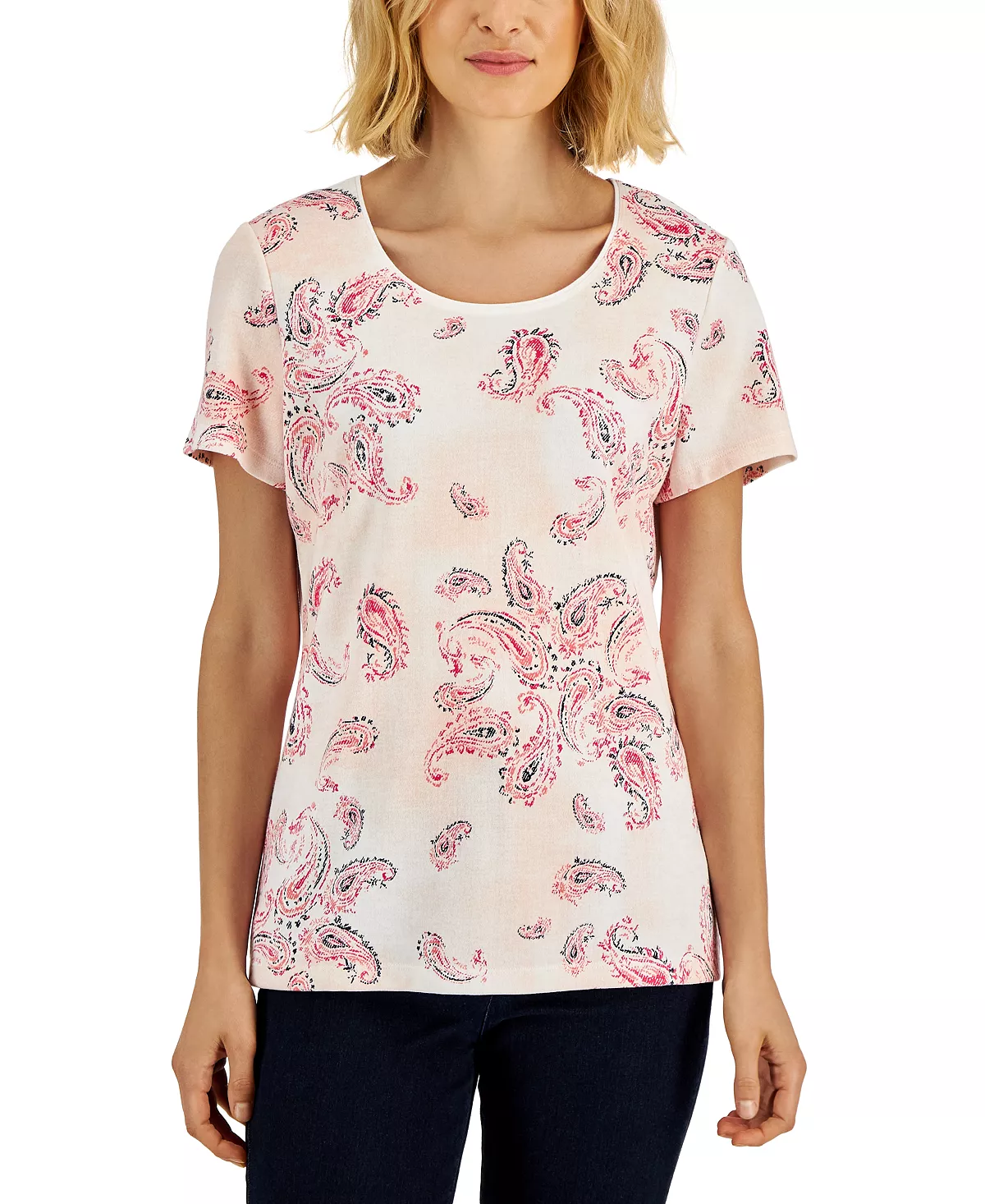Karen Scott Women's Paisley-Print Relaxed Scoop-Neck Top, Created For Macy's 4 Karen Scott Women's Paisley-Print Relaxed Scoop-Neck Top, Created For Macy's - Image 4