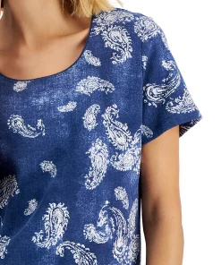 Karen Scott Women's Paisley-Print Relaxed Scoop-Neck Top, Created For Macy's 9 Karen Scott Women's Paisley-Print Relaxed Scoop-Neck Top, Created For Macy's -CeCe cloth-shop 22514341 fpx