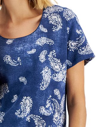 Karen Scott Women's Paisley-Print Relaxed Scoop-Neck Top, Created For Macy's 3 Karen Scott Women's Paisley-Print Relaxed Scoop-Neck Top, Created For Macy's - Image 3