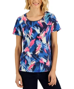 Karen Scott Women's Retro Wash Printed Relaxed Top, Created For Macy's -CeCe cloth-shop 22514378 fpx