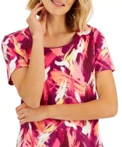 Karen Scott Women's Retro Wash Printed Relaxed Top, Created For Macy's -CeCe cloth-shop 22514382 fpx