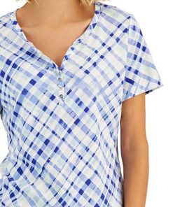 Karen Scott Women's Plaid Relaxed Henley Knit Top, Created For Macy's 7 Karen Scott Women's Plaid Relaxed Henley Knit Top, Created For Macy's -CeCe cloth-shop 22514560 fpx