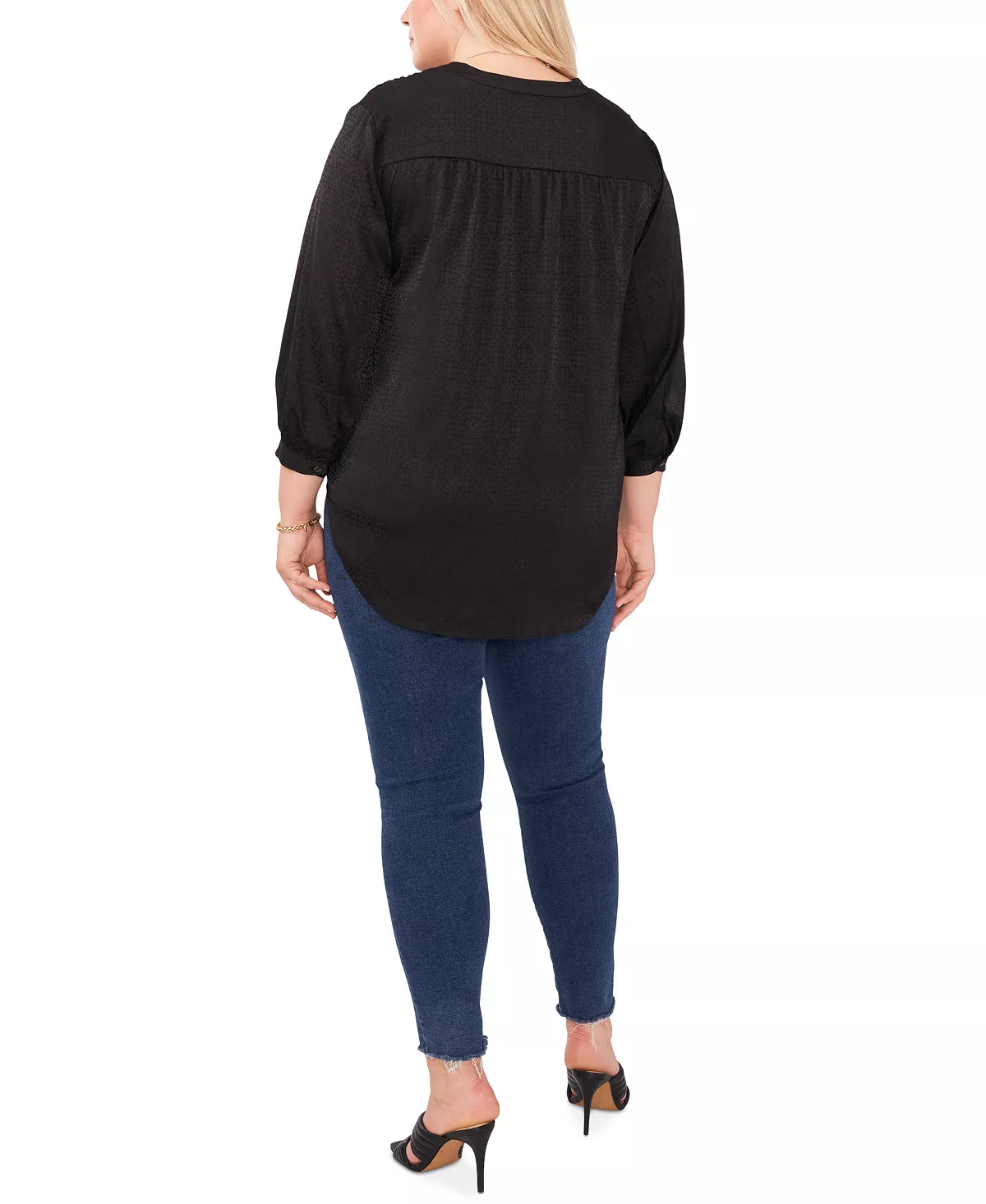 Plus Size Jacquard Patterned Blouse Vince Camuto Plus Size Jacquard Patterned Blouse -CeCe cloth-shop