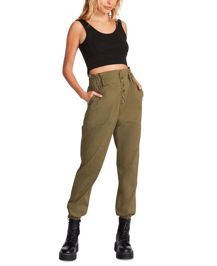 Women's Melanie High-Rise Button-Fly Pants Steve Madden Women's Melanie High-Rise Button-Fly Pants -CeCe cloth-shop