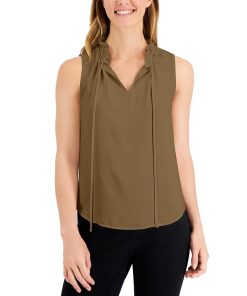 Anne Klein Women's Tulla Split-Neck Sleeveless Top