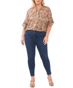 Vince Camuto Plus Size Pintucked Flutter-Sleeve Blouse 3 Vince Camuto Plus Size Pintucked Flutter-Sleeve Blouse -CeCe cloth-shop 22527271 fpx