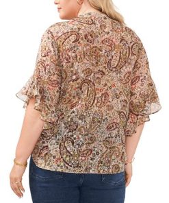 Vince Camuto Plus Size Pintucked Flutter-Sleeve Blouse 2 Vince Camuto Plus Size Pintucked Flutter-Sleeve Blouse -CeCe cloth-shop 22527278 fpx