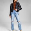 And Now This Women's Belted Faux-Leather Moto Jacket
