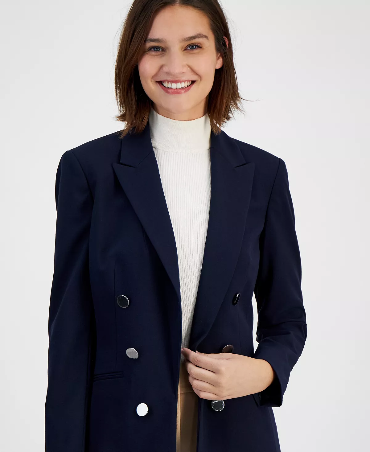 Women's Bi-Stretch Faux-Double-Breasted Jacket, Created For Macy's Bar III Women's Bi-Stretch Faux-Double-Breasted Jacket, Created For Macy's -CeCe cloth-shop