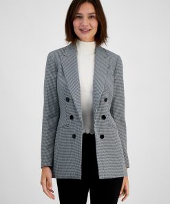 Bar III Women's Houndstooth Faux-Double-Breasted Jacket, Created For Macy's