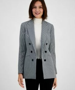 Bar III Women's Houndstooth Faux-Double-Breasted Jacket, Created For Macy's