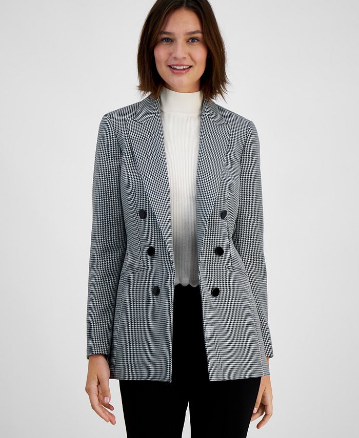 Bar III Women's Houndstooth Faux-Double-Breasted Jacket, Created For Macy's 1 Bar III Women's Houndstooth Faux-Double-Breasted Jacket, Created For Macy's