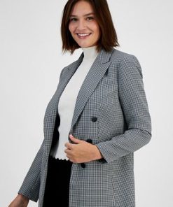 Bar III Women's Houndstooth Faux-Double-Breasted Jacket, Created For Macy's 6 Bar III Women's Houndstooth Faux-Double-Breasted Jacket, Created For Macy's -CeCe cloth-shop 22542450 fpx