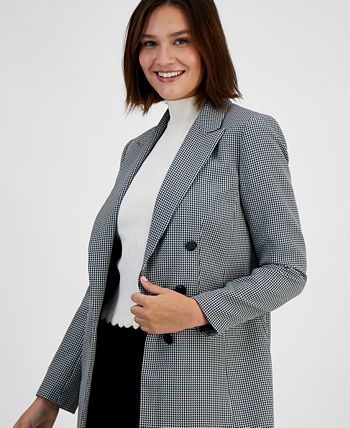 Bar III Women's Houndstooth Faux-Double-Breasted Jacket, Created For Macy's 3 Bar III Women's Houndstooth Faux-Double-Breasted Jacket, Created For Macy's - Image 3