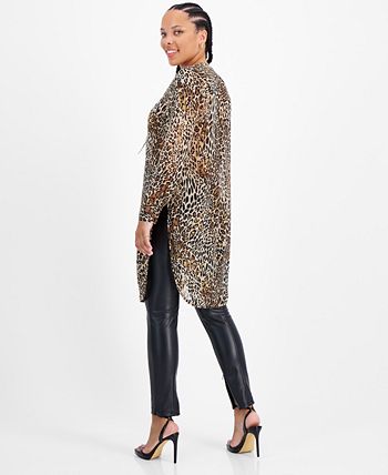 Women's Printed Button-Down Chiffon Tunic Blouse, Created For Macy's Bar III Women's Printed Button-Down Chiffon Tunic Blouse, Created For Macy's -CeCe cloth-shop