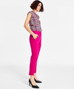 Bar III Women's Straight Leg High-Rise Ankle Pants, Created For Macy's 2 Bar III Women's Straight Leg High-Rise Ankle Pants, Created For Macy's -CeCe cloth-shop 22562576 fpx