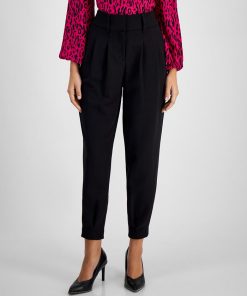 Bar III Women's Pleat-Front Mid-Rise Ankle Pants, Created For Macy's