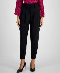 Bar III Women's Pleat-Front Mid-Rise Ankle Pants, Created For Macy's