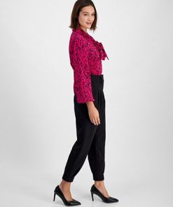 Bar III Women's Pleat-Front Mid-Rise Ankle Pants, Created For Macy's -CeCe cloth-shop 22562596 fpx