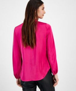 Bar III Women's Bow-Tie Long-Sleeve Blouse, Created For Macy's -CeCe cloth-shop 22562710 fpx
