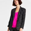 Bar III Women's Plaid Long-Sleeve Single-Button Boyfriend Blazer, Created For Macy's