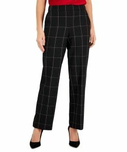 Kasper Women's Plaid Pull-On Straight-Leg Pants