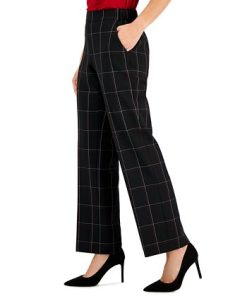 Kasper Women's Plaid Pull-On Straight-Leg Pants -CeCe cloth-shop 22564237 fpx