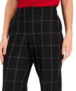 Kasper Women's Plaid Pull-On Straight-Leg Pants -CeCe cloth-shop 22564238 fpx