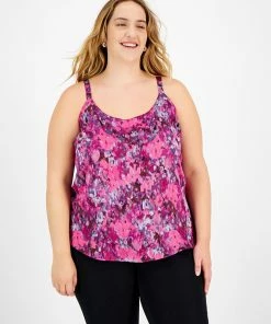 Bar III Plus Size Blurred Print Scoop-Neck Camisole, Created For Macy's