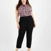 Bar III Plus Size Compression Straight-Leg Ankle Pants, Created For Macy's