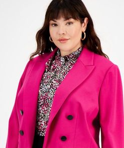Bar III Plus Size Compression Boyfriend Blazer, Created For Macy's -CeCe cloth-shop 22567263 fpx