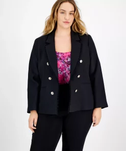 Bar III Plus Size Faux Double-Breasted Tweed Blazer, Created For Macy's -CeCe cloth-shop 22567333 fpx