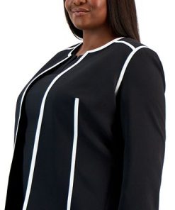 Kasper Plus Size Colorblocked Open-Front Long-Sleeve Blazer 2 Kasper Plus Size Colorblocked Open-Front Long-Sleeve Blazer -CeCe cloth-shop 22568121 fpx