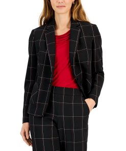 Kasper Women's Plaid One-Button Notched-Collar Jacket