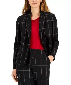 Kasper Women's Plaid One-Button Notched-Collar Jacket