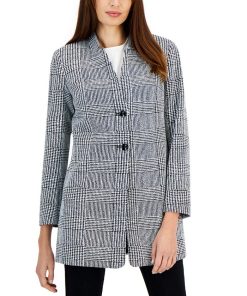 Kasper Women's Printed Two-Button Longline Blazer Topper